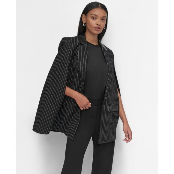 Dkny Jackets & Blazers - DKNY Women's Pinstriped Cape Jacket Black Size L MSRP $209